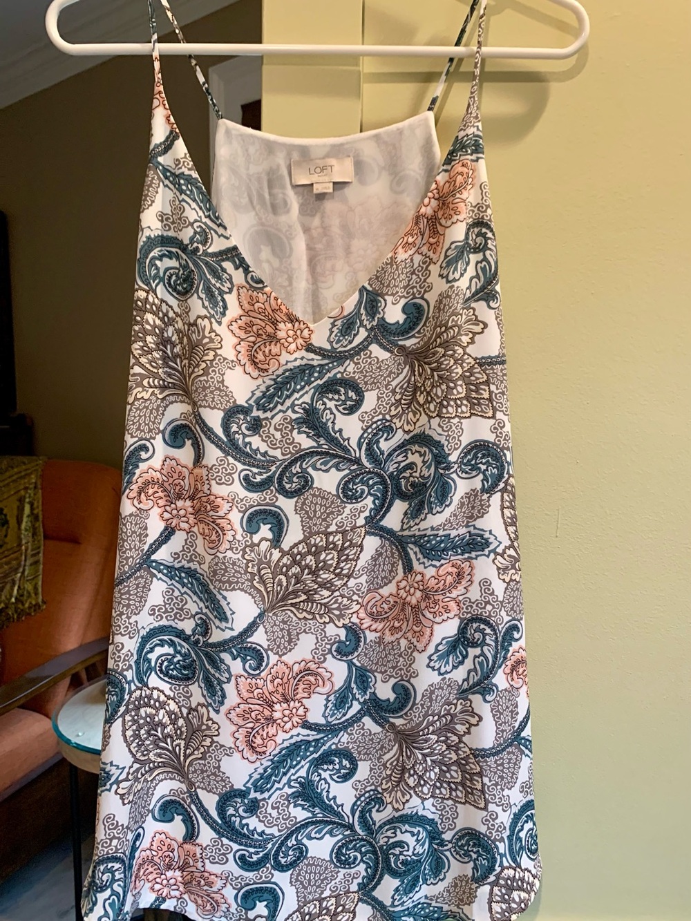 LOFT Outlet Teal, Blush & Cream Paisley Lined Cami